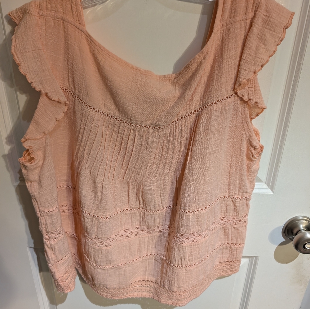 Lucky Brand Blush Eyelet Salmon Peach Pinkish Blouse - Picture 5 of 6